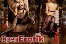 Bodystocking mit floralem Muster - Schwarz - One Size