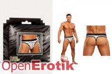 Lo Rise Panel Thong Black-White Stripe - Medium