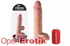 Dual Density Fat Cock with Balls - 10 Inch - Skin
