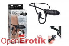 Inflatable Hollow Silicone Strap-On - 8 Inch - Black