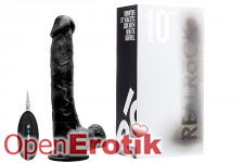 Vibrating Realistic Cock - 10 Zoll - with Scrotum - Black