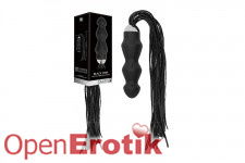 Black Whip with Rounded Silicone Dildo - Black
