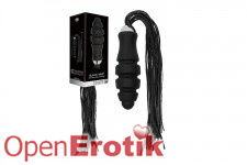 Black Whip with Sliced Silicone Dildo - Black