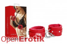 Plush Leather Wrist Cuffs - Red