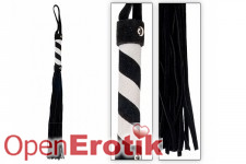 Whip Leather Black with White Stripe